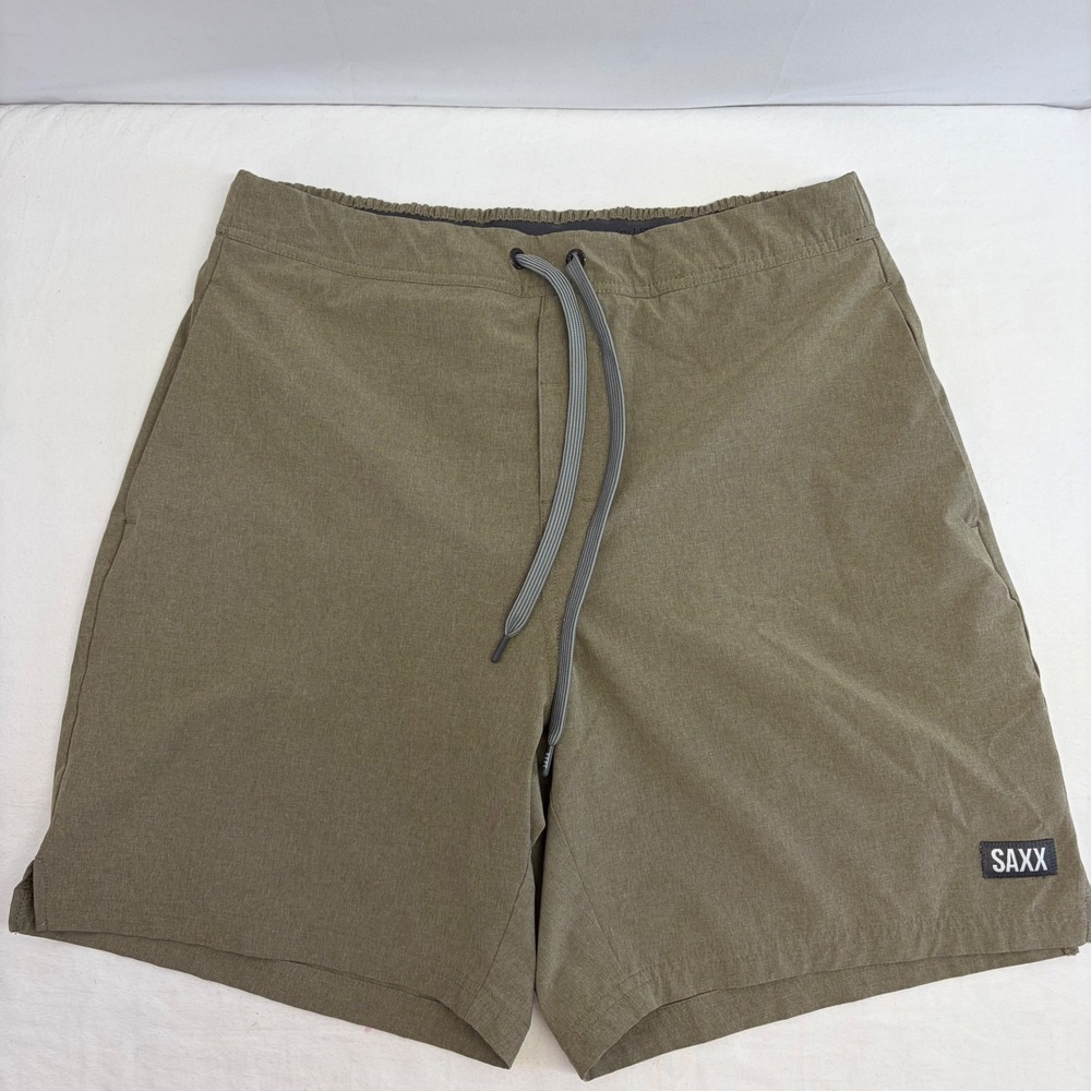 SAXX Sport 2 Life 2N1 Shorts Mens Medium Olive Green 7 Inch Pouch Athletic